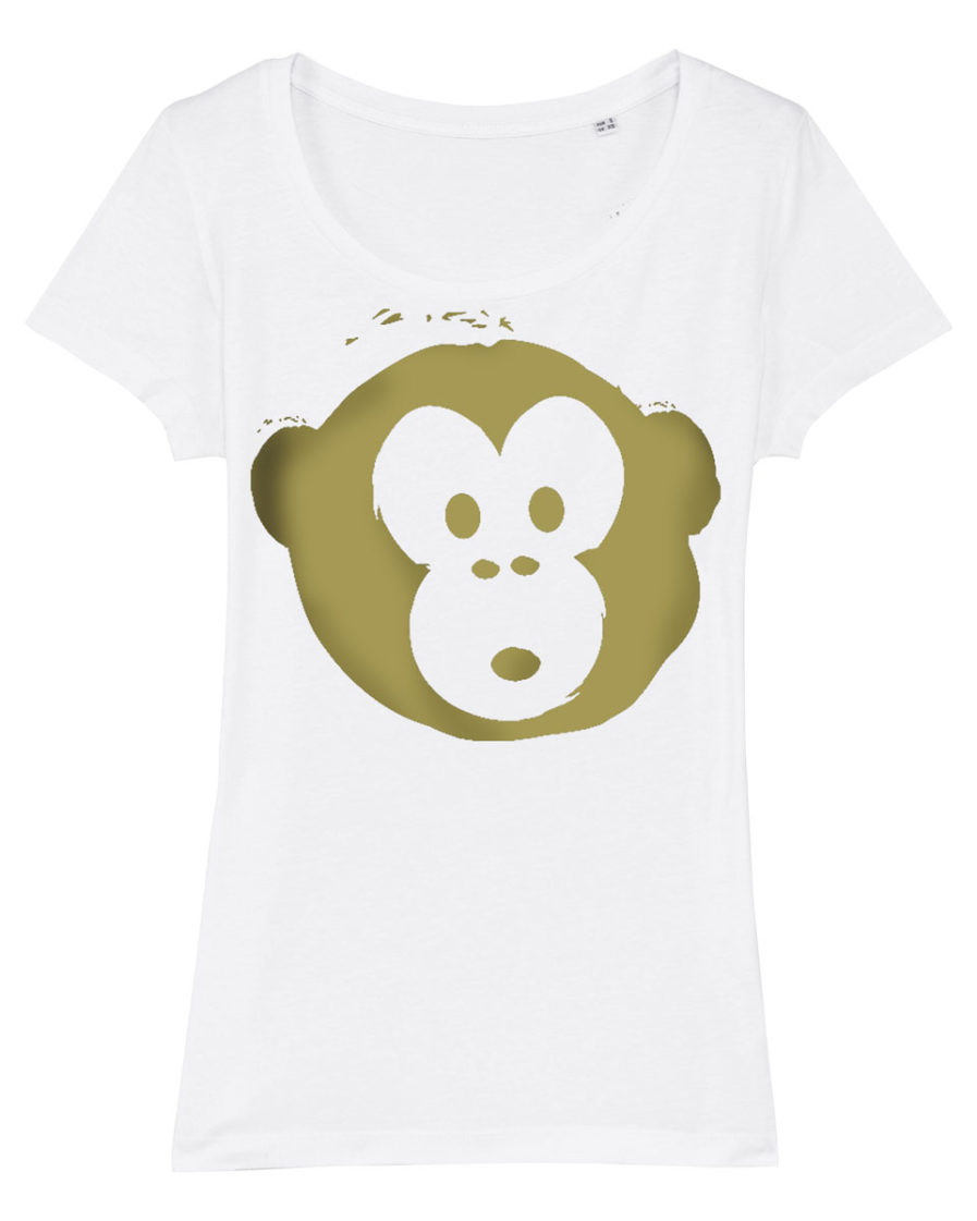 T-shirt Monkey Glows White-Gold