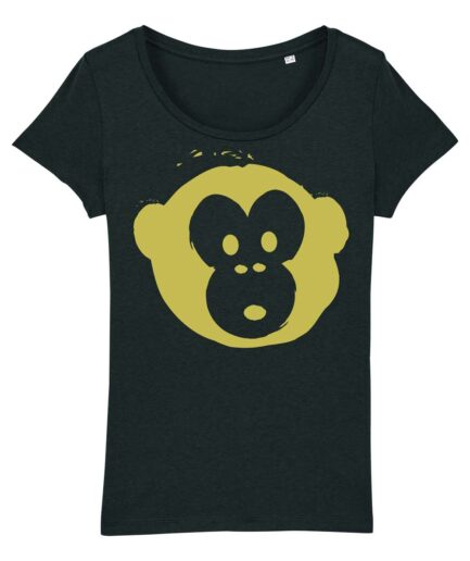 T-shirt Monkey Glows Black