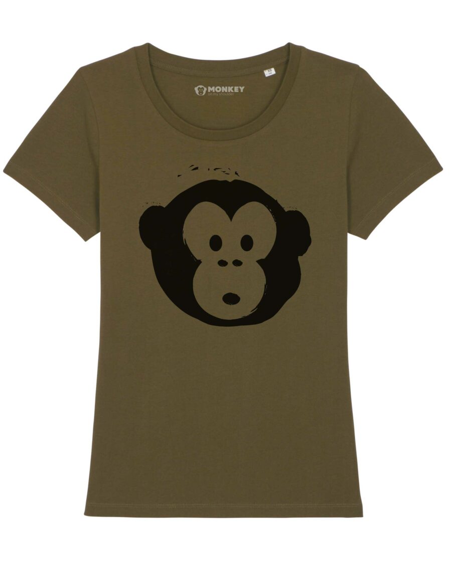 Damen T-shirt Black Monkey Khaki