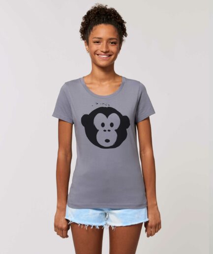 Damen T-shirt Black Monkey Lava Grey