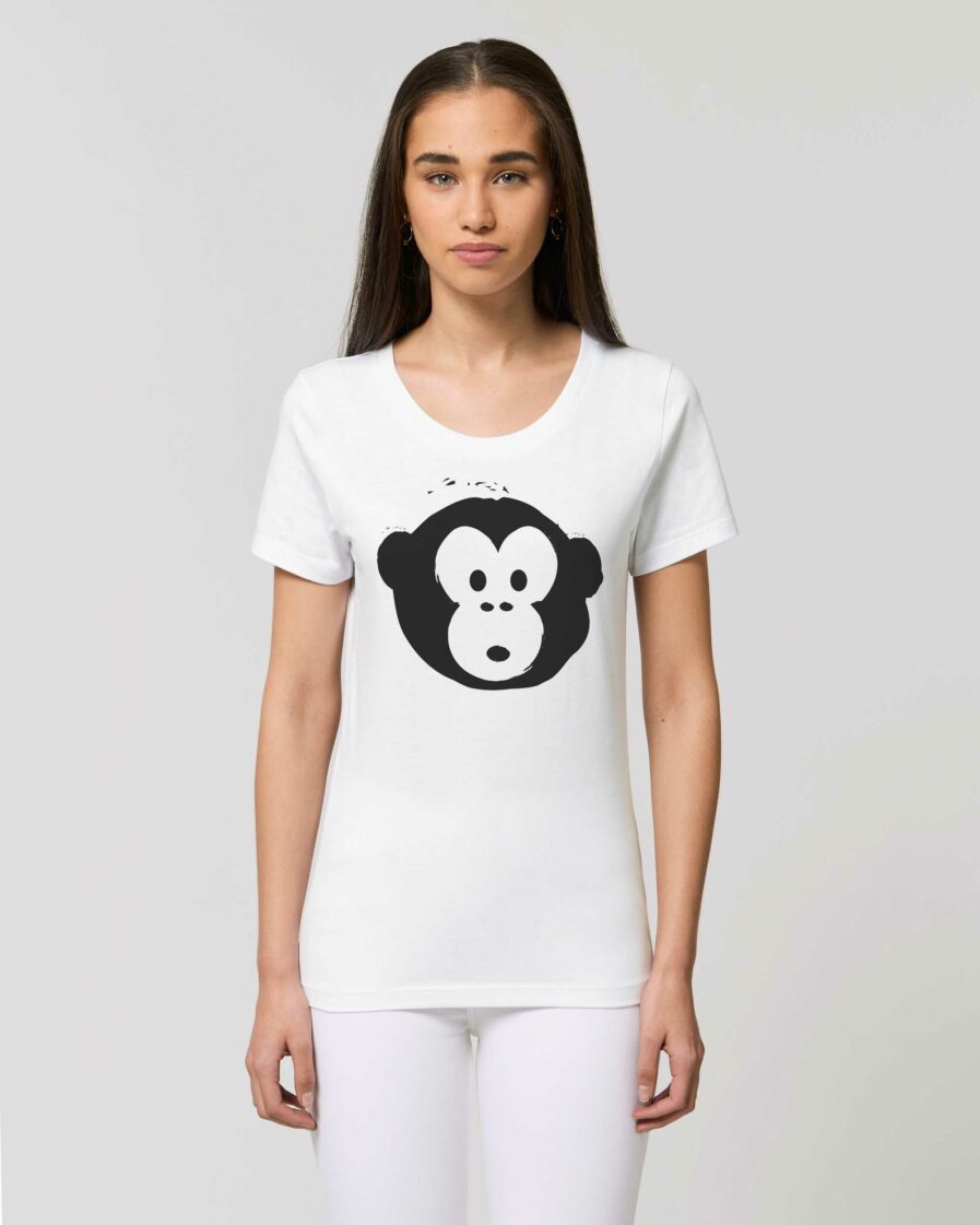 Damen T-shirt Black Monkey Weiss