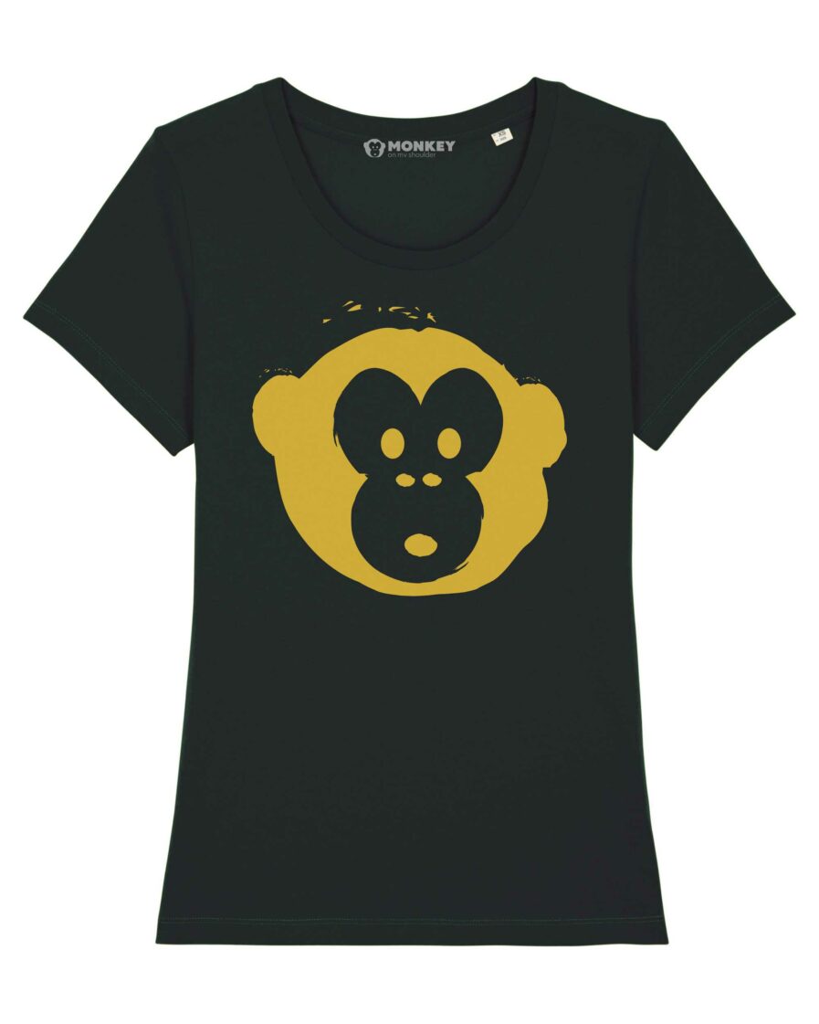 Damen T-shirt Gold Monkey Schwarz