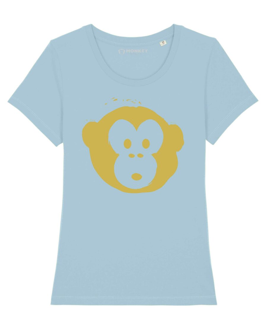 Damen T-shirt Gold Monkey Sky Blue