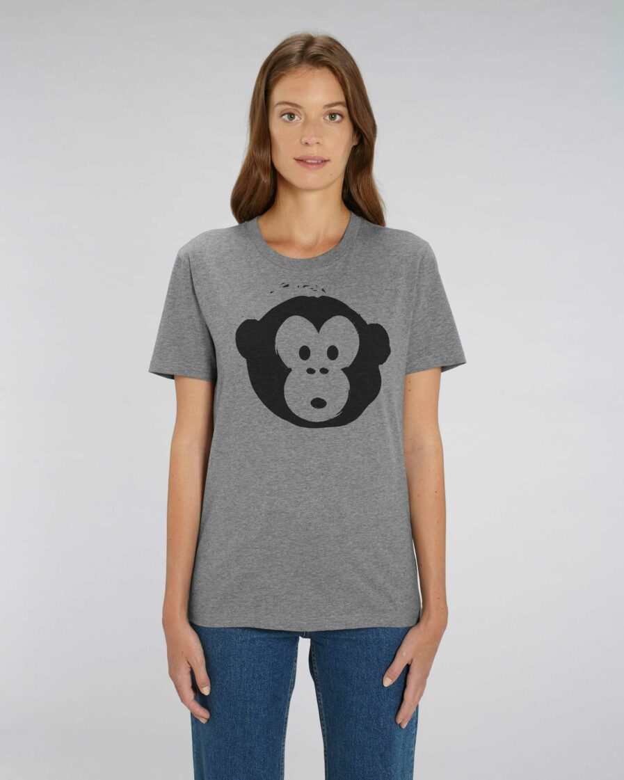 Unisex T-shirt Black Monkey Mid Heather Grey