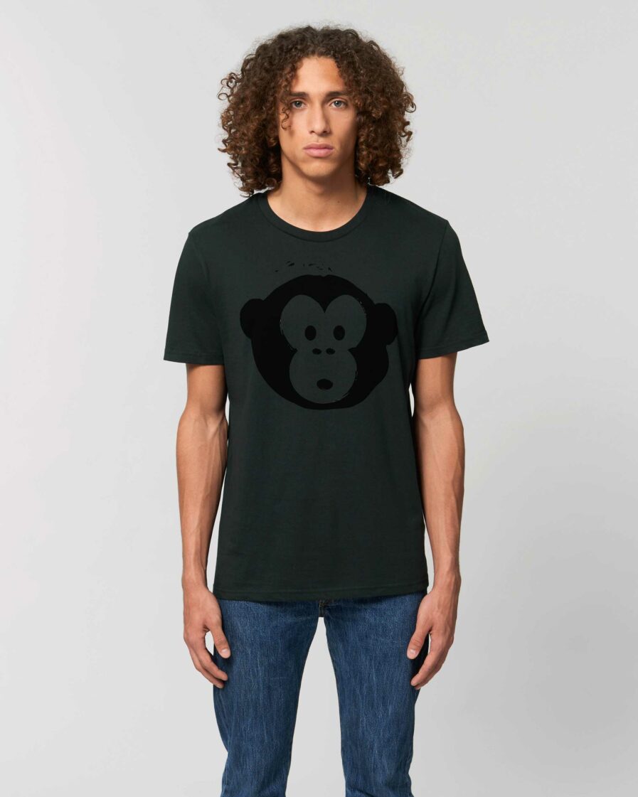 Unisex T-shirt Black Monkey Schwarz