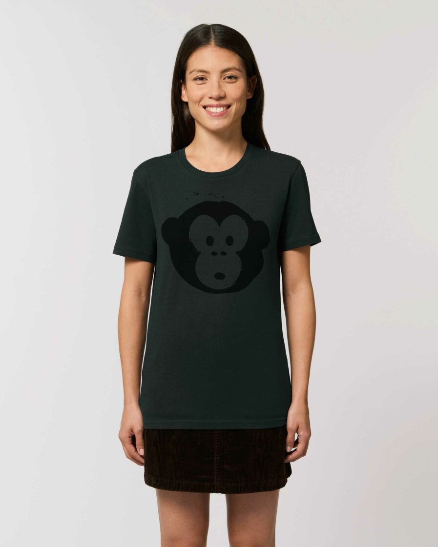 Unisex T-shirt Black Monkey Schwarz