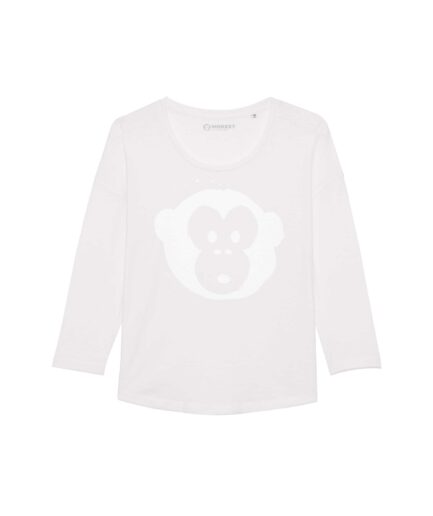 Damen Longsleeve Shirt White Monkey Weiss